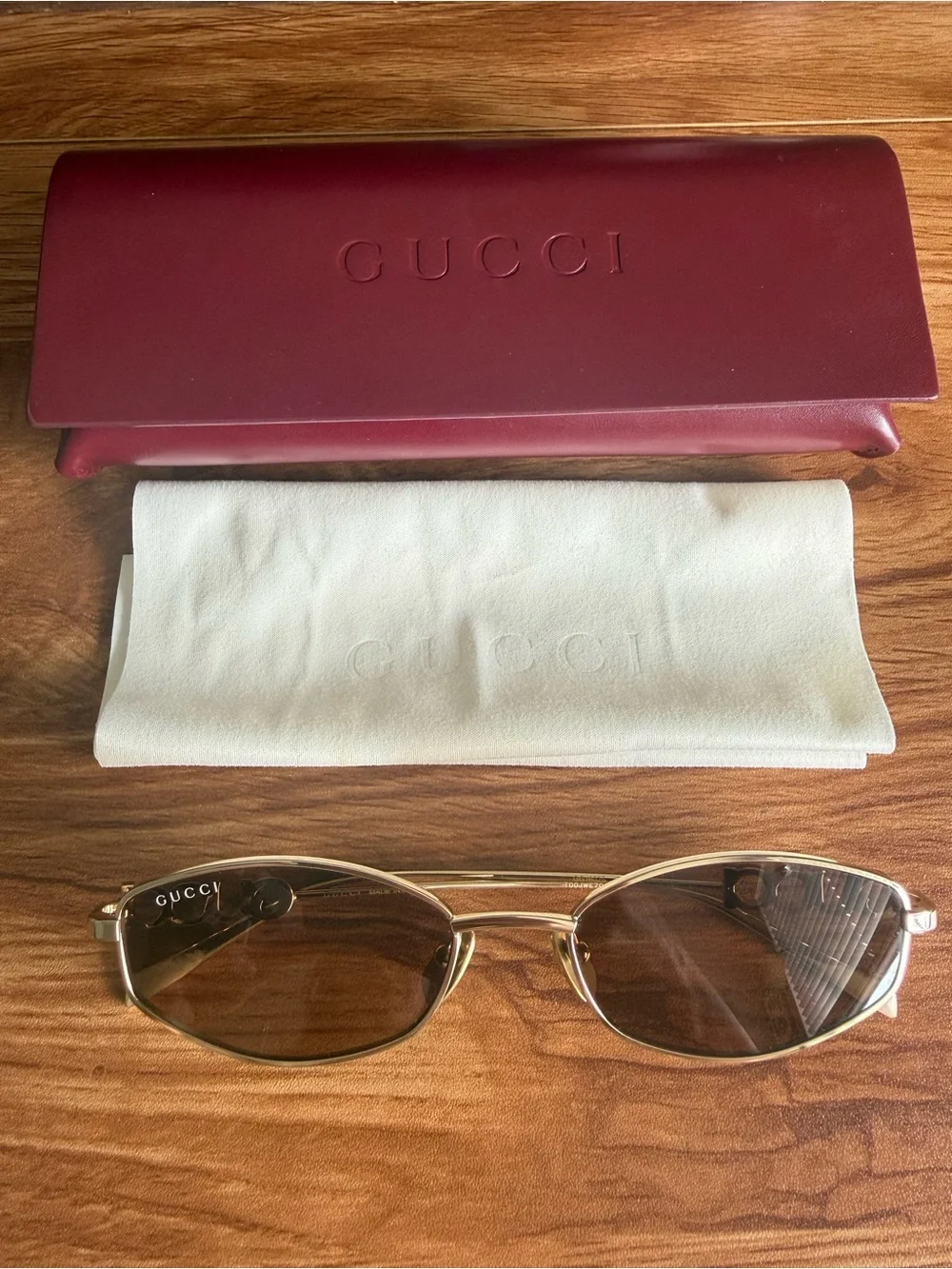 Gucci Block 55MM Logo Oval Women's Sunglasses in Gold Green
